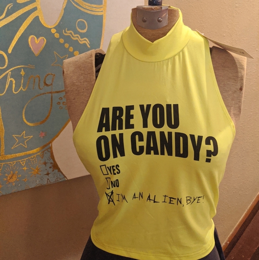 Brand New! Bright Green/Yellow Festival Crop Top